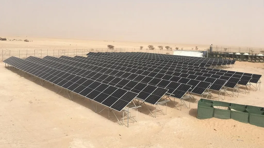 MINURSO solar panels Rows of solar panels on a UN base in the desert