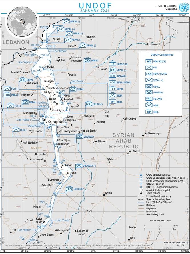 UNDOF Deployment Map, January 2021