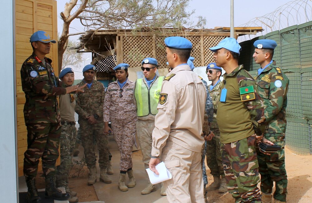 The Acting Force Commander Major General Chowdhury Md Main Ullah (Bangladesh) addressing UNMOs serving in the field