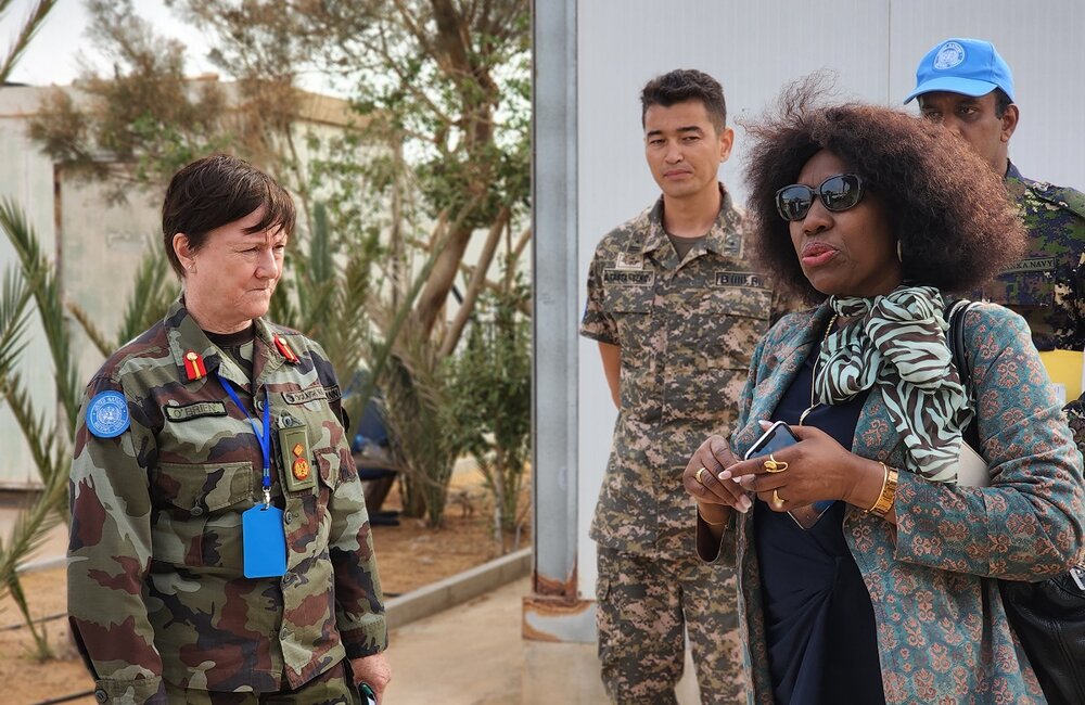 MINURSO Chief of Mission Support, Ms. Veneranda Mukandoli-Jefferson, accompanied Gen. O’Brien during her visit to MINURSO Logistics Base.