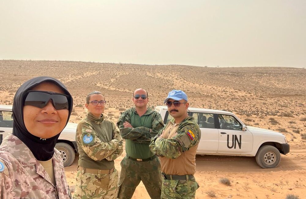 Ground patrols are part of daily tasks of MINURSO military observers - Captain Marlon Cansino from Ecuador at work with is his colleagues from the Team Site Smara.