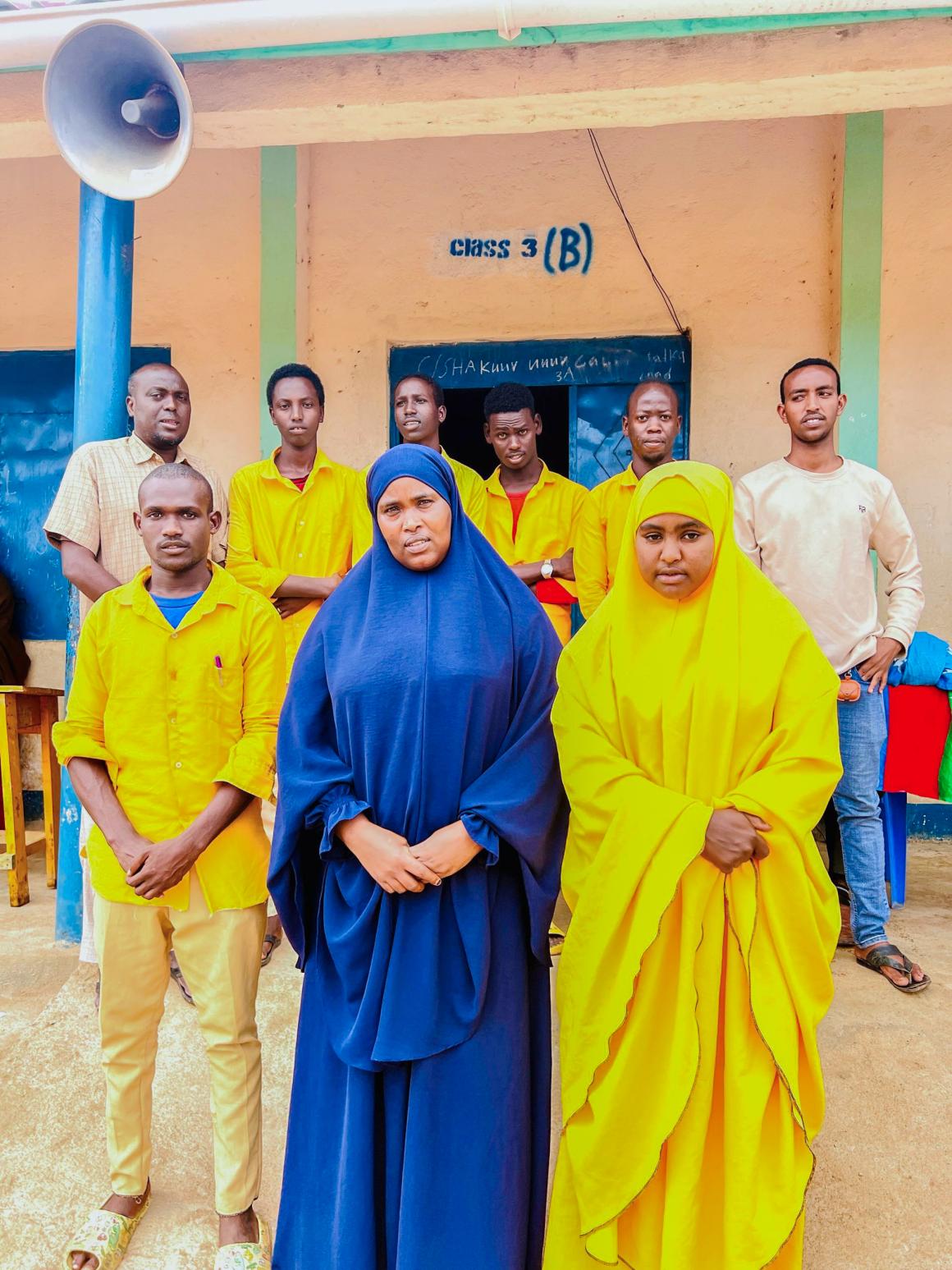 Principal with pupils