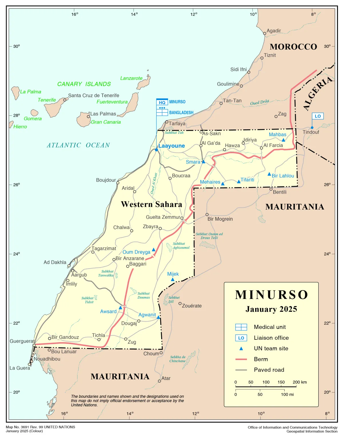 Operational map for MINURSO